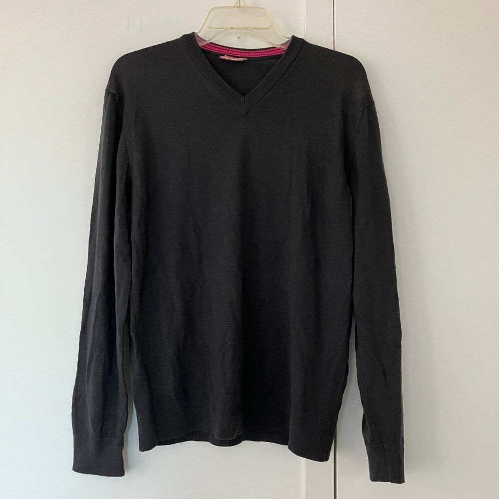 thomas pink men's gray 100% merino wool thick knit sweater sz M